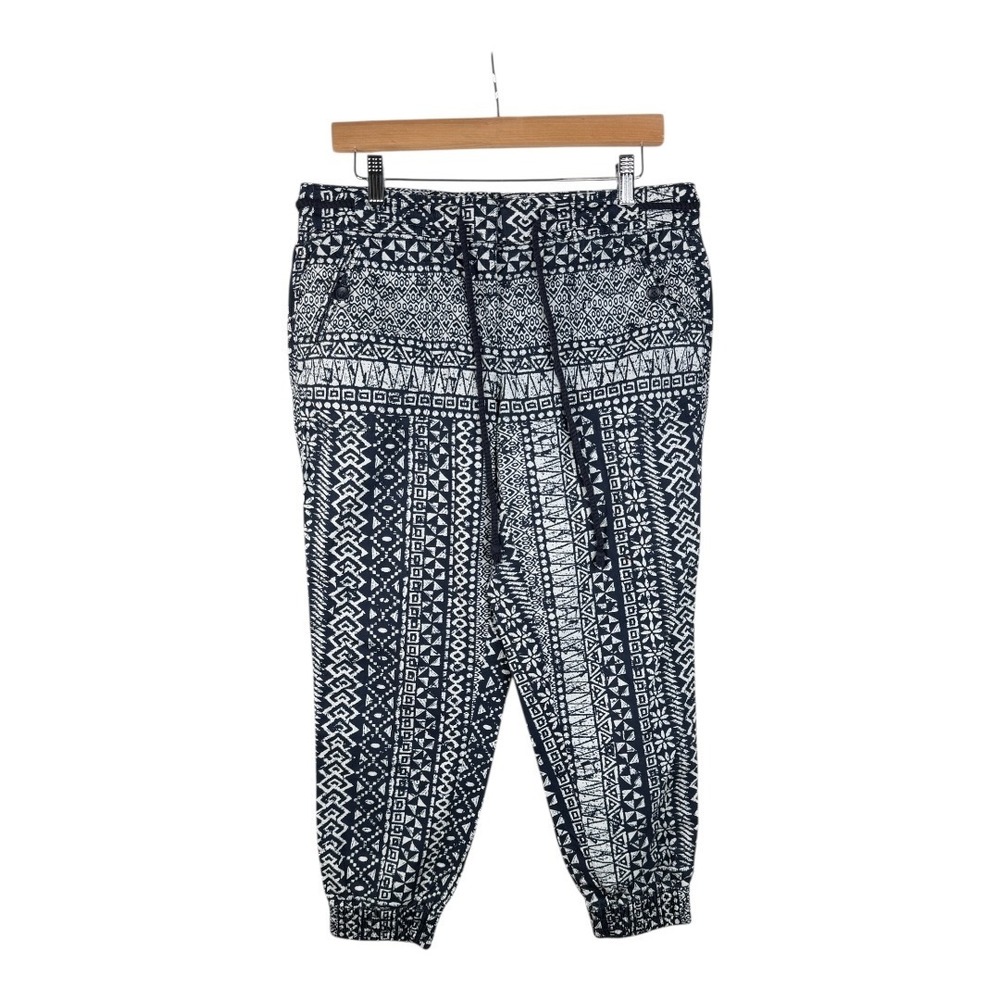 Ann Taylor Loft Ikat Print Jogger Pants size 6P‎ Blue/White